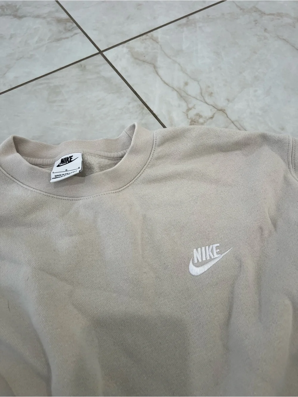 Nike Bone White Sportswear Club Fleece Crewneck Sweatshirt Size Large